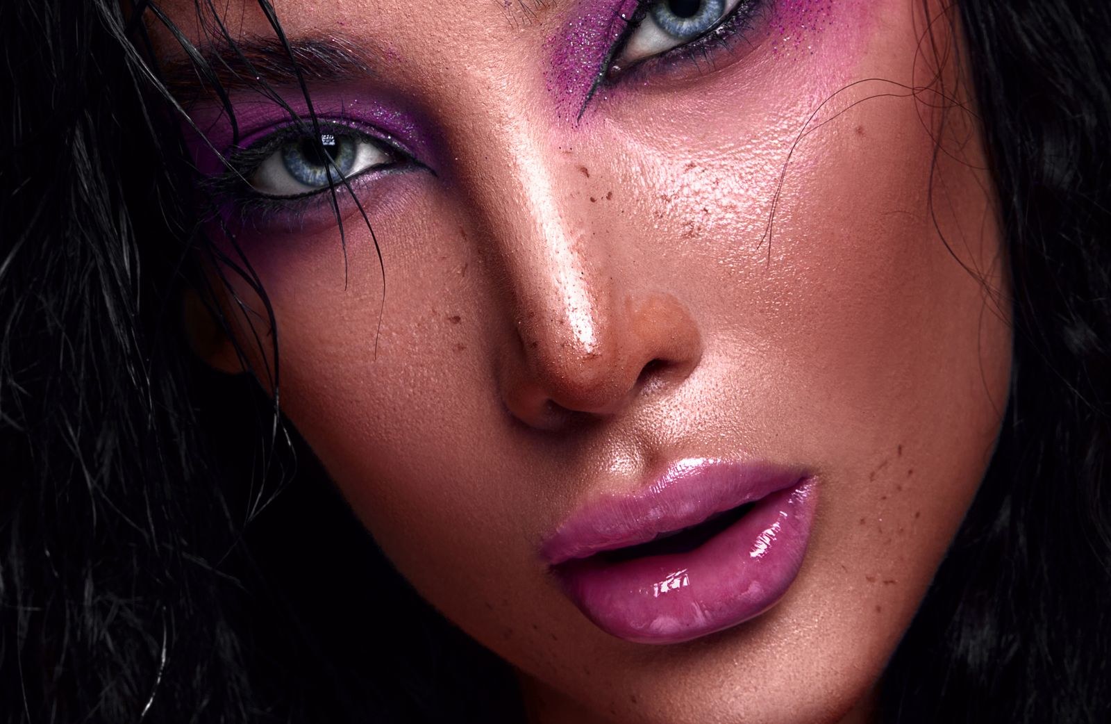 Close-up of photo retouching in progress